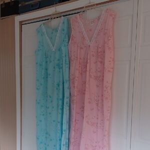 Floral Lace Trim Nightgown Set - Blue and Pink Women's Size 2xlarge New